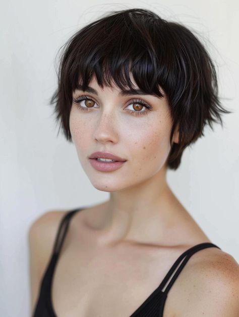 Chic Short Hairstyles with Bangs for a Trendy Look Short Hairstyles With Bangs, Long Face Haircuts, Pixie Bob Hairstyles, Short Choppy Haircuts, Hair Dye Ideas, Long Face Shapes, Oval Face Haircuts, Stylish Short Haircuts, Hair With Bangs