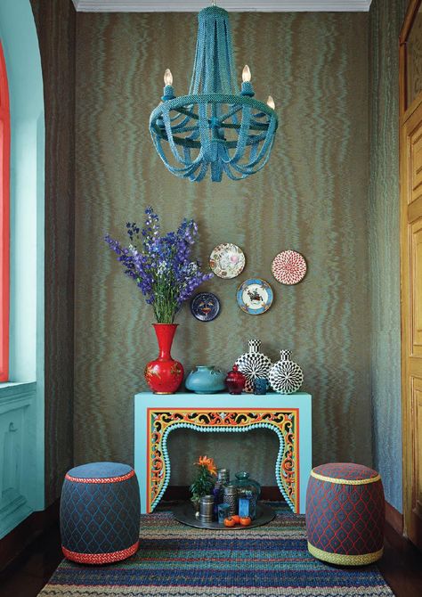 Jim Thompson House, Jim Thompson Fabric, Teal Interiors, Jim Thompson, Paris Wallpaper, Fabric Trimmings, Ikat Design, Great Wall Of China, Graphic Wallpaper