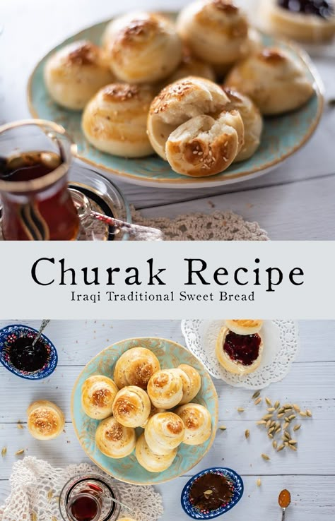 Churak Recipe Iraqi traditional sweet bread | Mix Of This N That Chaldean Recipe, Iraqi Cuisine, Bible Food, Greek Cookies, Iraqi Food, House Chores, Arabic Sweets, Bread Mix, Delicious Snacks