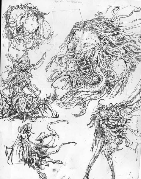 The Thing Concept Art, Paul Komoda, Monster Concept Art, Scary Art, Mythical Creatures Art, Creepy Art, Monster Design, Creature Concept Art, Arte Fantasy