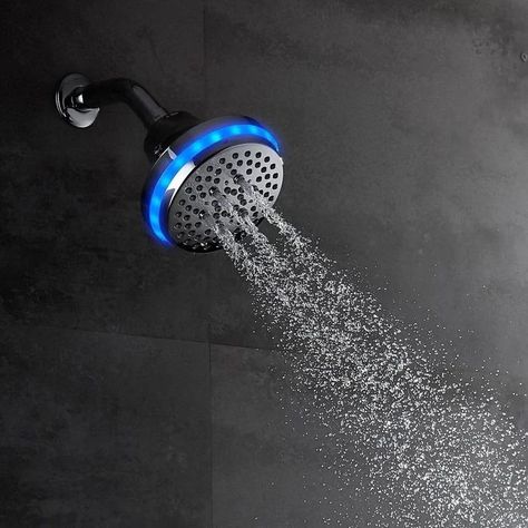 8 Best LED Shower Heads | The Family Handyman Overhead Shower Head, System Kitchen, Led Shower Head, Shower Lighting, Bathroom Shower Heads, The Family Handyman, Spa Shower, Blue Led Lights, The Best Advice