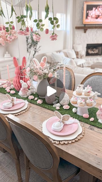 bren | home, holidays & lifestyle on Instagram: "Easter tablescape inspo 🐰🌷  @michaelsstores was my one-stop wonderland for this Easter brunch tablescape! Every detail, from the egg-cellent centerpieces to the whimsical decor, is a @michaelsstores find.   follow @michaelsstores and make sure share how you #makeitwithmichaels #michaels #michaelsstores   #eastertable #eastertablescape #eastertablesetting #easterdecor #springdecor #springdecorating #easter #easterdiy #easterbunny #springtablescape #michaelsmakers #easterbrunch   Easter table, Easter tablescape, spring table, spring tabelscapes, Easter decor, Easter, Easter diy, tablescapes, tablescape, spring decor, Easter brunch" Easter Table Decorations Tablescapes, Easter Table Decorations Centerpieces, Easter Brunch Table Setting, Easter Brunch Tablescape, Diy Tablescapes, Brunch Tablescape, Easter Brunch Table, Easter Table Centerpieces, Easter Table Setting