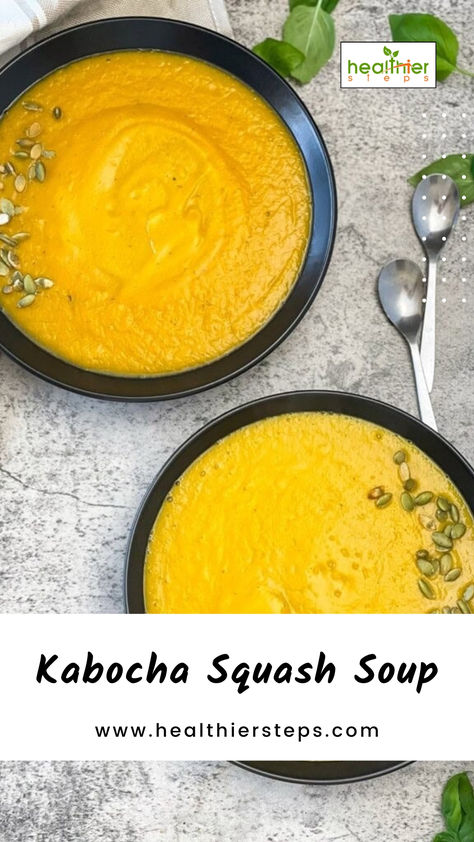 Kabocha Squash Soup | Kabocha Squash Soup Recipe Kombucha Squash Soup, Kabocha Squash Recipe, Kabocha Squash Soup, Roasted Kabocha Squash, Squash Soup Recipe, Kabocha Squash, Kale Recipes, Squash Soup, Too Cold