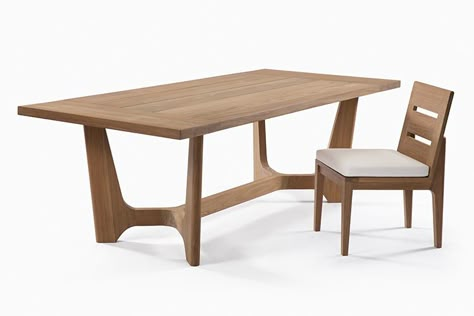 Link Outdoor Bombay Collection Dining Table Wood Modern, Wayfair Dining Table, Dining Wood Table, Meja Outdoor, Dinner Tables Furniture, Wall Dining Table, Metal Leg Dining Table, Link Modern, Dining Area Design