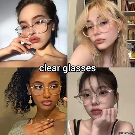 #clearglasses#glasses Makeup For Clear Glasses, Clear Frame Glasses Aesthetic, Aesthetic Glasses Frames For Women, Aesthetic Specs Frames Women, Clear Glasses Outfit, Glasses For Round Faces Woman, Clear Glasses Aesthetic, Glasses Women Aesthetic, Glasses Frames For Women Round Face