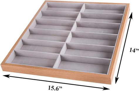 Amazon.com: Homeanda 7 Grids Wood Frame Grey Velvet Glasses Case Eyeglass Holder Sun Glasses Organizer Eyewear Sunglasses Box Glasses Tray Sunglass Display Showcase SunGlasses Organizer Case Jewelry Tray : Clothing, Shoes & Jewelry Sunglass Display, Glasses Organizer, Sunglasses Organizer, Sunglasses Display, Display Showcase, Sunglasses Box, Organizer Jewelry, Eyeglass Holder, Organiser Box