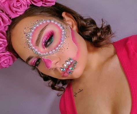 Halloween makeup Halloween Makeup, Face Paint, Carnival Face Paint, Carnival, Halloween, Makeup, Pink, Halloween Make Up, Make Up