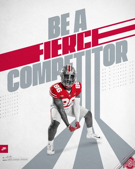 Ohio State Football on Twitter: "Compete. Compete. Compete.  Everything is a competition.  #GoBucks #WinTheMoment… " Sports Design Layout, Banner Design Layout, Poster Design Layout, Typo Design, Sports Design Inspiration, Sport Banner, Sport Poster Design, Typography Poster Design, Sports Graphics