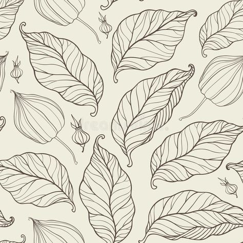 Seamless pattern with falling leaves vector illustration Pattern Outer, Hand Drawn Leaves, Vector Border, Leaf Silhouette, Motif Batik, Leaf Drawing, Leaves Vector, Autumn Leaf, Falling Leaves