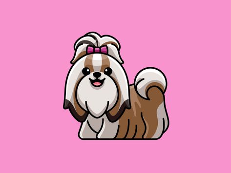 Shih Tzu Puppy Training, Perro Shih Tzu, Cute Dog Drawing, Animal Outline, Dog Branding, Puppy Face, Cute Animal Drawings Kawaii, Dog Logo, Shih Tzu Puppy