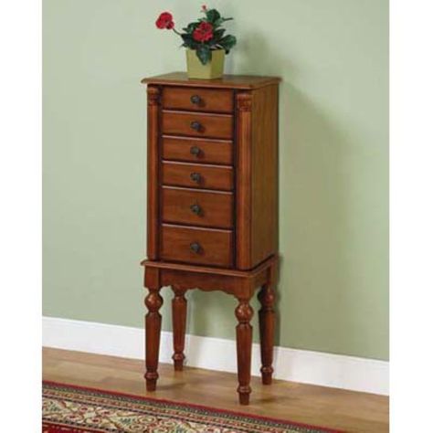 Lightly Distressed Deep Cherry Jewelry Armoire - 987-317 Cherry Jewelry, Armoire Storage, Petite Jewelry, Powell Furniture, Chest Furniture, Bedroom Armoire, Bedroom Dressers, Large Drawers, Jewelry Armoire