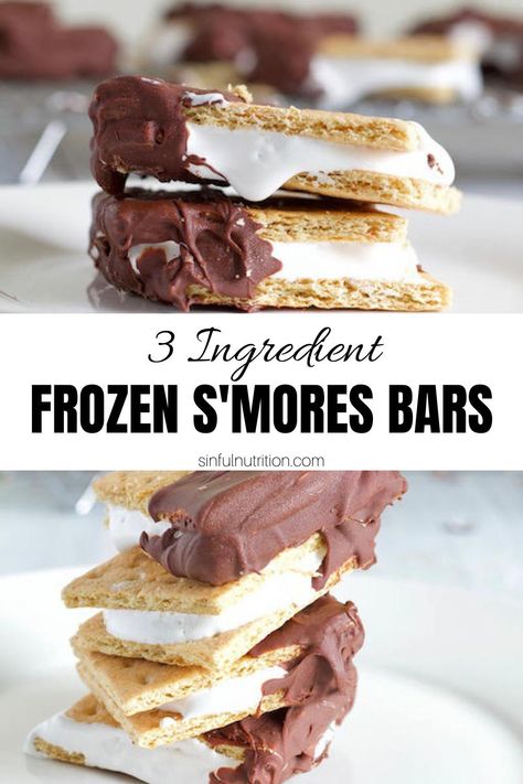 This No-Bake Frozen S'mores Recipe is a classic summer treat made easy, with only three ingredients, and no campfire required! | @sinfulnutrition #sinfulnutrition #nobakesmores #easysmoresdessert Summer Smores, Smores Recipe, Frozen Smores, Smores Bar, S Mores Bars, Smores Dessert, Dessert Summer, Smore Recipes, Easy Meal Ideas