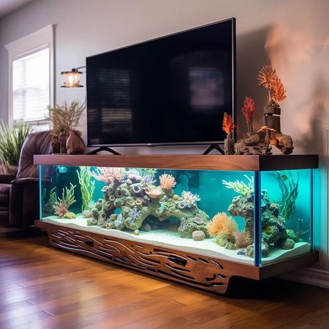 Did you know that aquarium TV stands are not just for displaying your television? In fact, these innovative pieces of furniture offer a unique blend of Modern Fish Tank, Fish Tank Table, Diy Aquarium Stand, Fish Aquarium Decorations, Fish Tank Themes, Fish Tank Stand, Fish Tank Design, Tank Stand, Diy Aquarium