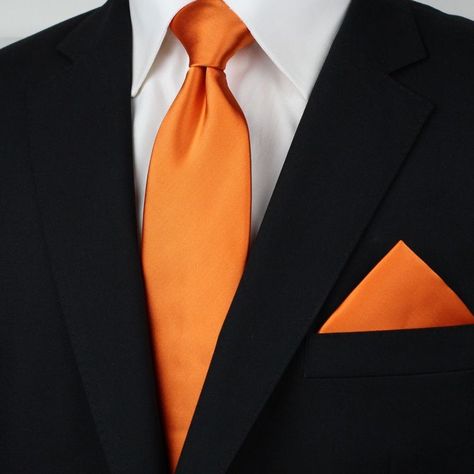 black and orange Blush Pink Ties, Tie Outfit, Toddler Bow Ties, Dark Suit, Suit Pin, Solid Orange, Kids Bow Ties, Orange Tie, Mens Tie