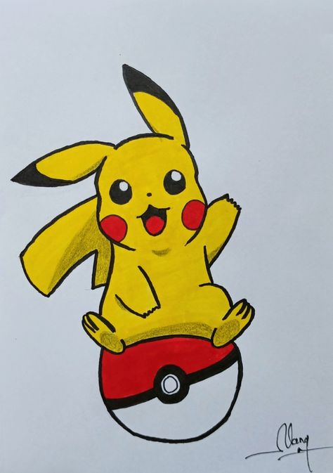 Picacho Drawing, Pikachu Tattoo, Pikachu Drawing, Cute Easy Paintings, Pikachu Art, Easy Canvas, Easy Canvas Art, Cartoon Painting, Tattoo Cover-up