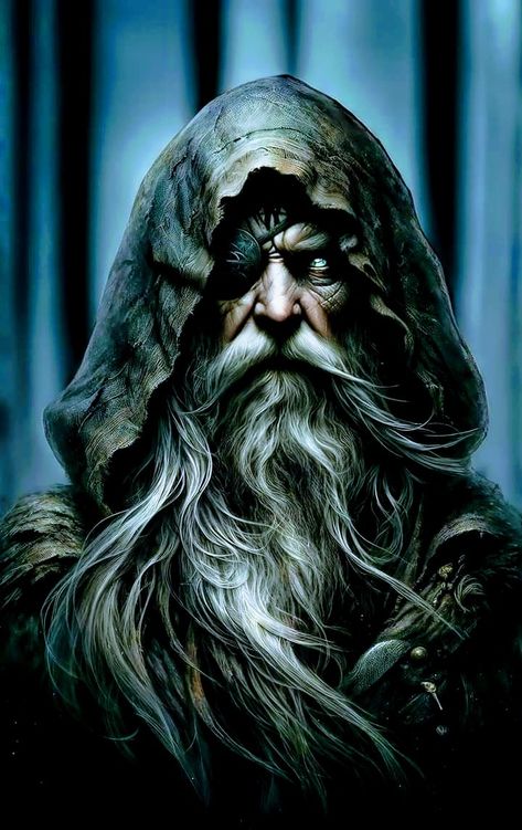 Odin Fantasy Art, Odin Artwork, Odin Face, Odin Art, Ship Tattoo Sleeves, Black Band Tattoo, Odin Allfather, Odin Tattoo, Viking Warrior Tattoos