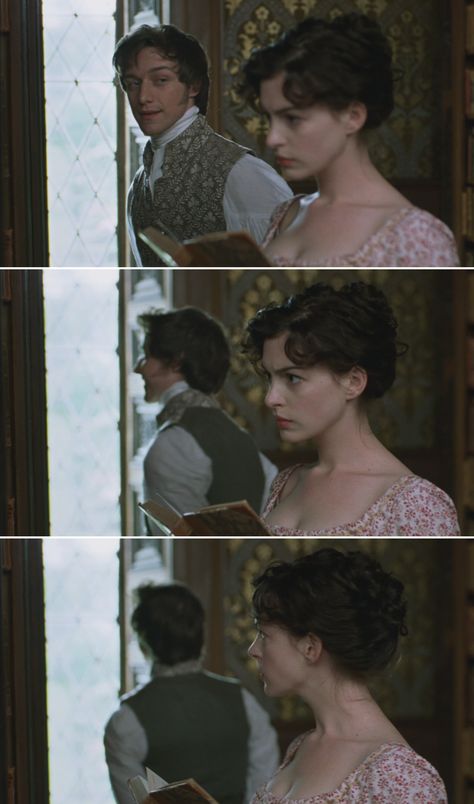 Anne Hathaway and James McAvoy as Jane Austen and Tom Lefroy in Becoming Jane (2007). #Becomingjane #2007 #JaneAusten #AnneHathaway #JamesMcAvoy #TomLefroy #biography Becoming Jane James Mcavoy, James Mcavoy Becoming Jane, Becoming Jane Aesthetic, Tom Lefroy, Becoming Jane, Fav Movies, James Mcavoy, Film Art, Romantic Movies