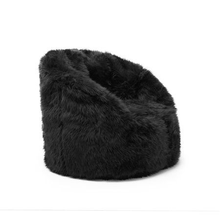 Big Joe Milano Bean Bag Shag Chair - Walmart.com Black Bean Bags, Game Room Chairs, Fur Chair, Faux Fur Bean Bag, Fur Bean Bag, Large Bean Bag Chairs, Large Bean Bags, Bean Bag Chair Covers, Ikea Chair