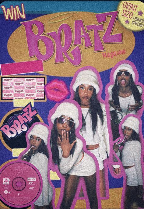 Bratz Aesthetic Photoshoot, Bratz Dolls Aesthetic Photoshoot, Brats Doll Photoshoot Ideas, Y2k Aesthetic Bratz, Y2k Theme Photoshoot, Y2k Black Women Photoshoot, Brats Photo Shoot, Bratz Doll Box Photoshoot, Bratz Fashion Aesthetic