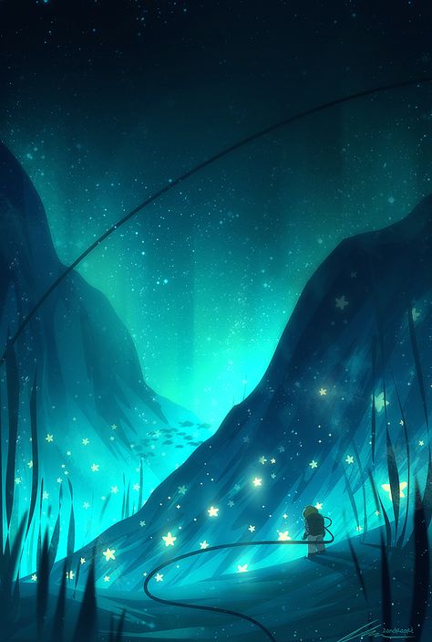 Starfish, Digital by Reddit user Zandraart Photographie Indie, Galaxy Art, Fantasy Art Landscapes, Arte Fantasy, 판타지 아트, Anime Scenery Wallpaper, Fantasy Artwork, Scenery Wallpaper, Fantasy Landscape