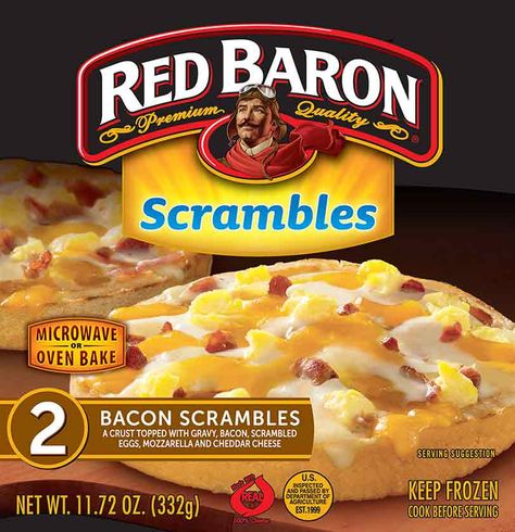 Nothing makes bacon better than a RED BARON® Bacon Biscuit-Style Scrambles Pizza. Red Baron Breakfast Pizza, Red Baron Pizza, Microwave Breakfast, Breakfast Pizza Recipe, Frozen Breakfast, Bacon Breakfast, Red Baron, Grocery Foods, Fruit Breakfast