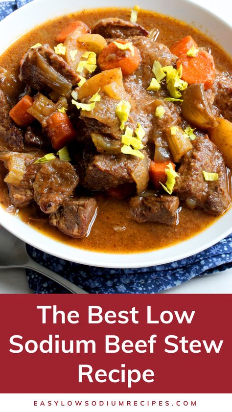 Low Sodium Beef Stew, Easy Low Sodium Recipes, Low Sodium Soup, Low Sodium Recipes Heart, Heart Healthy Recipes Low Sodium, Low Salt Recipes, Classic Beef Stew, Low Sodium Diet, Slow Cooker Recipe