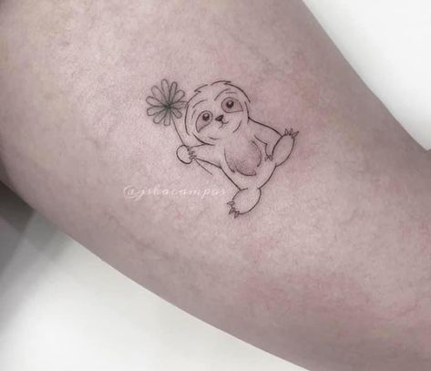 Mother Daughter Sloth Tattoo, Mini Sloth Tattoo, Cute Sloth Tatoos, Sloth Family Tattoo, Sloth Fine Line Tattoo, Sloth Line Tattoo, Sloth Tattoo Cute, Matching Sloth Tattoo, Small Sloth Tattoo Simple