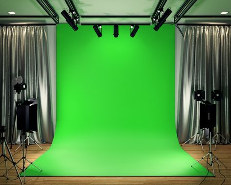 Studio big - modern film studio with green screen. 3d rendering Green Screen Room Ideas, Film Studio Design, Movie Studio Set, Green Screen Ideas, Green Screen Setup, Green Screen Studio, Photo Studio Design, Dj Studio, Green Room Decor