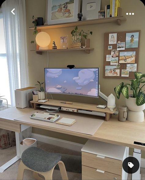 Cozy Desk, Decor Ideas Bedroom, Cozy Home Office, Desk Inspiration, Home Decor Ideas Living Room, Casa Vintage, Office Room Decor, Study Room Decor, Minimalist Room