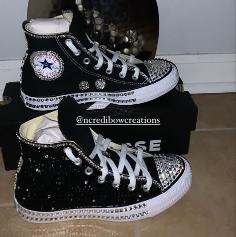 Black shoes converse Blinged out women shoes Blinged Out Shoes Sneakers, Black Bling Converse Shoes, Black Sparkly Converse, Bedazzled Shoes Diy Rhinestone Converse, Black Bedazzled Converse, Blinged Converse Shoes, Bedazzled Converse Wedding, Blinged Out Shoes, Diy Bedazzled Shoes