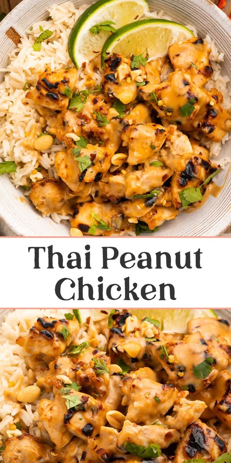 Thai Peanut Chicken, Thai Peanut, Peanut Chicken, Chicken Satay, Thai Chicken, Health Dinner, Chicken And Rice, Peanut Sauce, Chicken Dishes Recipes