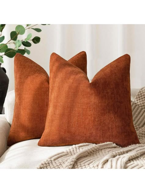 Luxury Soft Bohemian Style Snowflake No Filling Pillowcase, Ideal For Sofa, Bed, Car, Seat, Window Seat, Loveseat, Living Room, Bedroom, Floor, Bench, Office, Coffee Shop, Etc. Perfect As Gift Burnt Orange    Polyester Animal,Plain   All Seasons Decorative Pillows, Inserts, & Covers, size features are:Bust: ,Length: ,Sleeve Length: Burnt Orange House Decor, Grey And Rust Living Room Decor, Brown And Orange Living Room Ideas, Beige And Orange Living Room, Living Room Decor Burnt Orange, Burnt Orange Living Room, Seat Window, Color Terracota, Loveseat Living Room