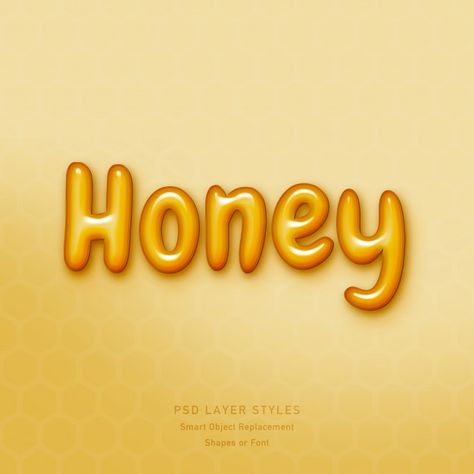 Honey 3d text style effect psd | Premium Psd #Freepik #psd #template #font #promotion #3d Template Font, Bujo Themes, 3d Typography, 3d Text, Layer Style, Text Effect, Text Style, Abstract Design, Digital Illustration