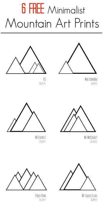 Six FREE printable minimalist mountain art prints. Print these modern designs at home for inexpensive DIY wall art. Wood Mountain Wall Art Nursery, Diy Mountain Decor, Wood Mountain Wall Art Diy, Mountain Wall Design, Diy Mountain Wall Art, Mountain Accent Wall, Diy Kids Room, Mountain Wood Art, Moderne Have