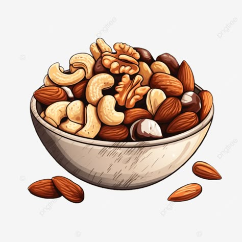 clipart nutty snack bowl almonds cashews walnuts pecans drifood delicious fruit png Nuts Illustration, Nuts Vector, Snack Clipart, Nuts Logo, Png Fruit, Fruit Png, Story Boarding, Different Nuts, Thanksgiving School