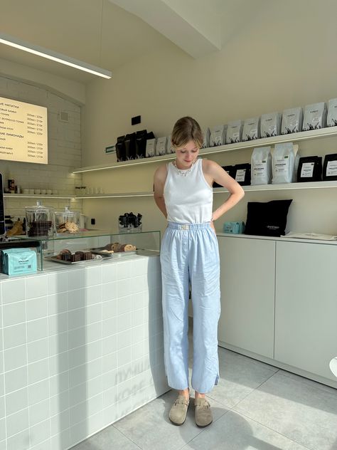 Korean coffeeshop aesthetic, effortless chic, summer outfit, small coffeeshop aesthetic minimalism Effortless Chic, Summer Outfit, Coffee Shop, Summer Outfits