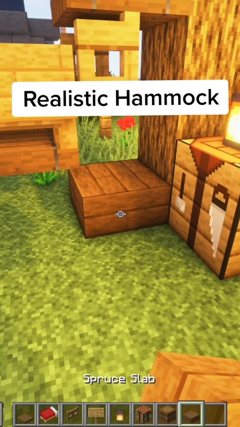 How to make a realistic hammock in Minecraft 🤩 // #minecrafttutorial ... | TikTok Hammock Minecraft, Minecraft Hammock, Minecraft Tutorial, Sleeping Bag, Hammock, Minecraft, Bed, Quick Saves