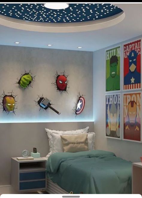 Cozy Bedroom Wall, Marvel Boys Room, Toddler Boy Room Themes, Avengers Room Decor, Kids Bedroom Themes, Bedroom For Kids, Avengers Bedroom, Marvel Bedroom, Boy Room Themes