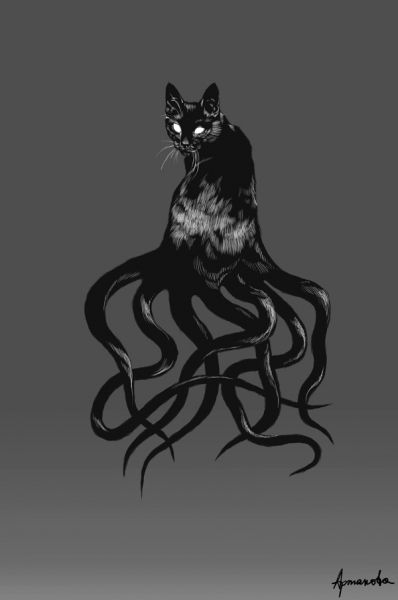 Sadistic Drawing, Eldritch Cat, Tumblr Tattoos, Supervillain Oc, Tentacle Tattoo, Canvas Elements, Cthulhu Tattoo, Art Sinistre, Xmas Cat