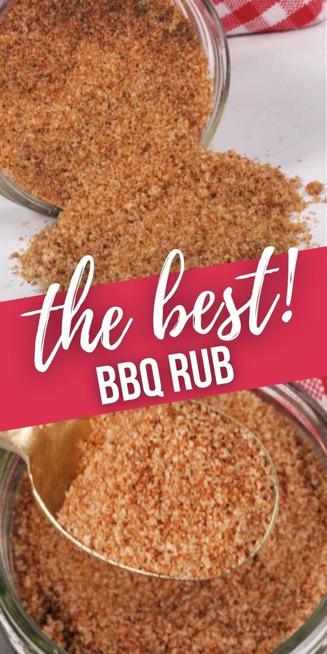 This easy homemade barbecue dry rub recipe is a blend of spices that adds so much flavor to ribs, pork, chicken and more! Bbq Rubs Homemade, Homemade Bbq Rub, Bbq Rub Recipe, Spice Rubs, Bbq Dry Rub, Homemade Dry Mixes, Bbq Spice, Dry Rub Recipes, Dry Rubs