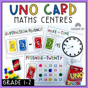 Math Uno Games, Math Games With Uno Cards, Uno Math Game, Uno Math Games For Kids, Math Night Activities Elementary, Math Games Grade 1, Math Games For 2nd Grade, First Grade Math Games, 2nd Grade Math Centers