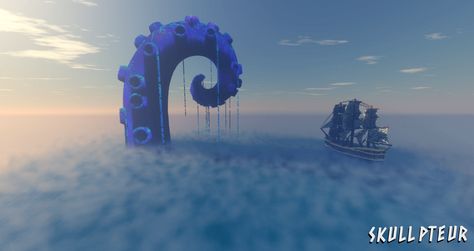 Minecraft Underwater Builds Ideas, Minecraft Kraken Build, Minecraft Sea Creature Build, Minecraft Coral Reef Build, Minecraft Sea Monster, Minecraft Kraken, Jellyfish Minecraft, Minecraft Octopus, Minecraft Whale