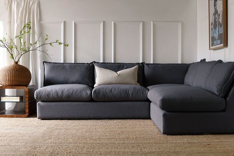 Configure your own modular sofa with our ‘Moda’ collection; pictured here in the Durham Space fabric 💙 Slate Sofa, Small Room Sofa, Snug Room, Space Fabric, Sofa Accessories, Sofa Size, Living Room Scandinavian, Linen Sofa, Living Room Green