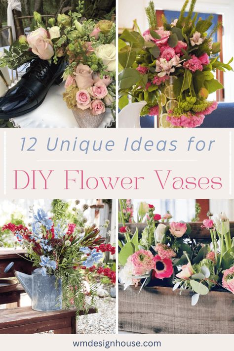 Flower Vase Ideas, Unique Flower Vases, Vase Ideas, Vintage Train Case, Glass Cylinder Vases, Unique Bouquet, Different Shades Of Pink, Flower Arrangements Diy, Cylinder Vase