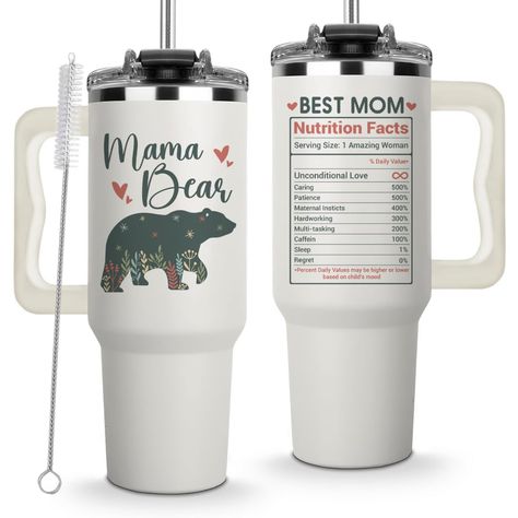 PRICES MAY VARY. Mama Bear Cups: The Mama Bear Cups transcend typical drinkware, embodying love and appreciation. As one of the coolest mom birthday gift ideas, this tumbler is not only among the best mother gifts but also a perfect good gift for mom. Whether you're celebrating with a momma cup, or mommy cup, this versatile tumbler makes an ideal gift for mama. It's also a thoughtful choice for those looking for mama bear gifts for mom or a mom nutrition facts tumbler. Each sip is a reminder of Mama Bear Tumbler, Mom Birthday Gifts, Bear Cup, Gifts Mom, Mommy Gift, Best Gifts For Mom, Cool Mom, Mom Stuff, Mom Tumbler