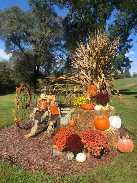 Fall Porches, Autumn Porch, Fall Yard, Corn Stalks, Mums Flowers, Fall Outdoor Decor, Fall Outdoor, Fall Porch, Fall Decorating