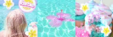 Summer Banner Twitter, Tropicalcore Header, Tropical Header Twitter, Summer Header Aesthetic, Beach Twitter Header, Twitter Headers Blue, Twitter Header Summer, Tropical Header, Pink And Blue Header