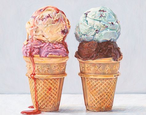 Joel Penkman, Ice Cream Art, Tempera Painting, Food Painting, Ice Cream Cones, Limited Edition Giclee, Gcse Art, A Level Art, Ice Creams