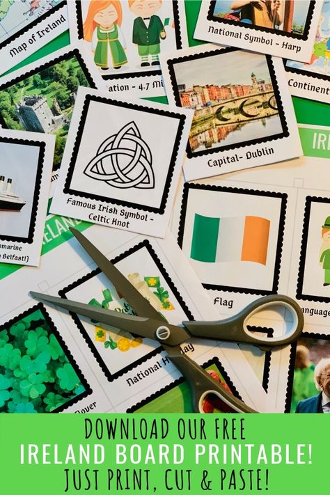 This is a great first step for learning about Ireland and especially as a precursor for St. Patrick's Day activities. Just print, cut and create! Our FREE printable will help you jumpstart any Ireland crafts or Ireland activities for kids!   #ourcraftyworld, #irelandcraftsforkids, #irelandcraftsforkidsartactivities, #irelandcraftsforkidsactivities, #irelandcraftsforkidsfreeprintables, #irelandcraftsforkidsschools, #irelandcraftsforkidsstpatricks Ireland Crafts, Ireland Activities, Ireland Facts, Ireland Culture, Map Of Ireland, Ireland Country, St Patrick's Day Activities, Irish Symbols, Irish Crafts