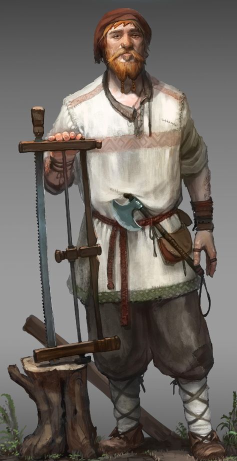 Medieval Peasant Art, Peasant Fantasy Art, Dnd Peasant, Fantasy Peasant, Peasant Art, Viking Character, Elf Warrior, Pathfinder Character, Dragon Rpg